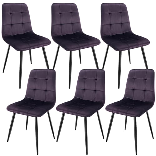 {Sillas Comedor Pack 6 Terciopelo Sillas Comedor JIJIAN Pack de 6 Sillas de Comedor, Silla de Cocina de Terciopelo y Patas de Metal Negro, Sillas Tapizadas con Capacidad de...