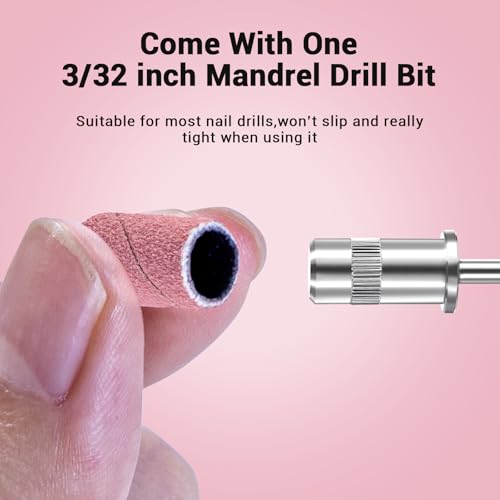 Image of MelodySusie 100 Pcs Nail Drill Bits Sanding Bands for Nail Drill 150 Medium Grit Nail File Sanding Bands for Acrylic Nails Gel Manicures and Pedicure