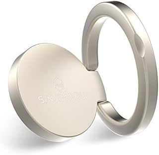 Phone Ring Holder Attachable to Magnets, SINJIMORU Phone Grip Holder, kickstand Attachable to Ringos Belly Button or Magnetic Car Mount for iPhone and Android Smartphones. RINGO mini, Champagne Gold.
