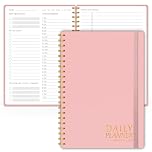 Daily Planner with Hourly Schedules - Undated To-Do List Notebook, Spiral Bound, 5.5" x 8.5", Manage Tasks & Appointments, Perfect Office Supplies for Women - Pink