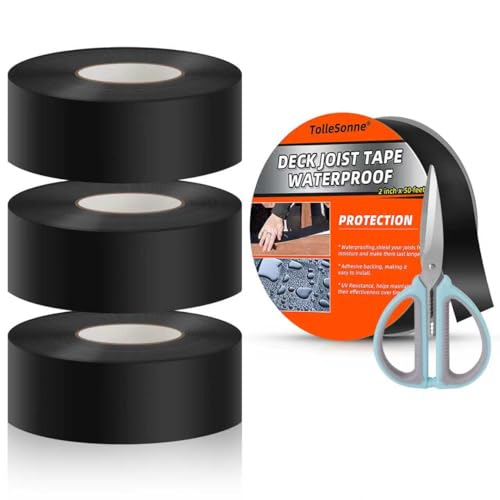 Image of 4 Pack Joist Tape for Decking 2 inch x 50' Weather-Resistant Butyl Joist Tape, Self Adhesive Deck Flashing Tape for Hardwood for Wood Decks Beams Roof 2 inch x 50 feet