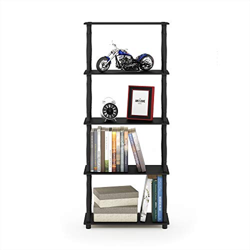 Image of Furinno Turn-N-Tube 5-Tier Multipurpose Shelf / Display Rack / Storage Shelf / Bookshelf, Classic Tubes, Americano /Black