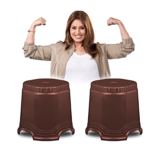 Image of MAHARAJA Neo Plastic Sitting Stool for Indoor Or Outdoor | Kitchen & Living Room (Brown, Pack of 2 (14 inch))