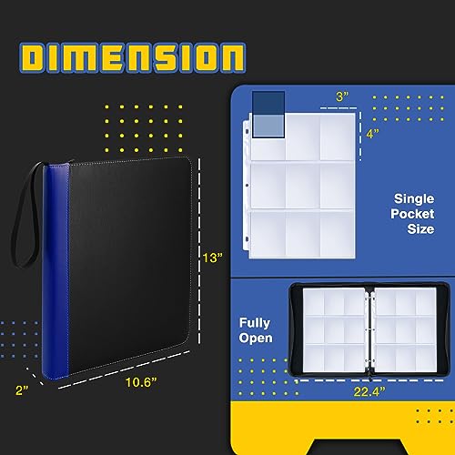 Clovercat CCT-CBD-11 9 Pocket Waterproof Trading Card Binder, Trading Album Display Holder, Expandable, 720 Double Sided Pocket Album, Compatible With Gaming Cards, Yugioh thumb #4