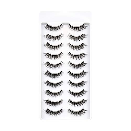 3D Fake Lashes 10 works Faux Mink Lashes Natural Look Small Face Eyelashes 100% Handmade Lashes Wispies Short Soft Reusable Eye Lash 1 Pack by EMEDA - Image 4