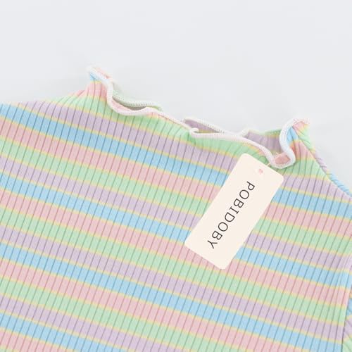 Image of POBIDOBY Rainbow Long Sleeve Shirts for Girls, 1 Pack