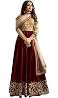 Fashion Basket Women's Georgette Semi-Stitched Maroon Anarkali Dress Material