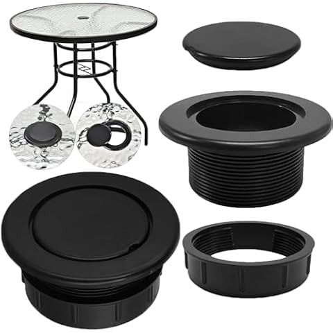 UpinFun Patio Table Umbrella Hole Ring Plug Cap Set for Outdoor Parasol Table Hole Cover Insert Pole Replacement Stabilizer Parts Black Cover