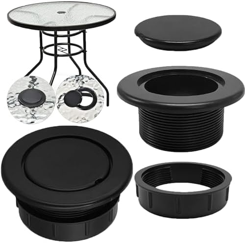 UpinFun Patio Table Umbrella Hole Ring Plug Cap Set for Outdoor Parasol Table Hole Cover Insert Pole Replacement Stabilizer Parts Black