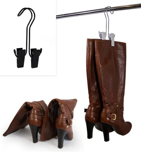 Boottique The Original Boot Hanger - Shoe Storage Space Saver (Set Of 3); Boot Hanger, Boot Holder, Boot Clips (Black) #TOP2