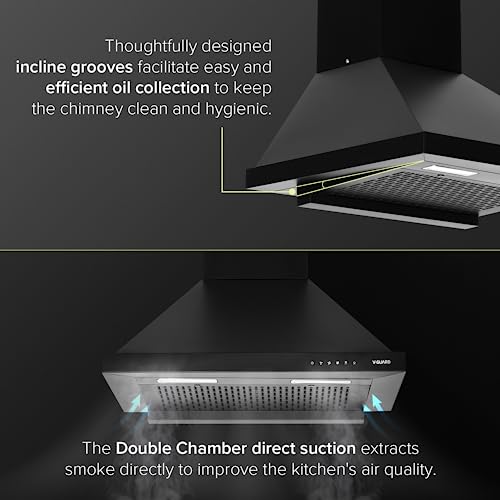 Image of V-Guard P10 60 cm Chimney for Kitchen | 1200 m /h High Suction Power | Filterless | One-Press Heat Auto-Clean | Energy-Efficient LED Lights | Low Noise | Easy-to-Clean Panel | Free Cleaning Contract