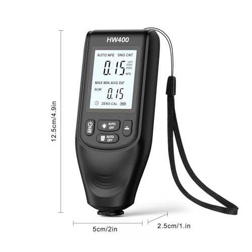 Medidor digital de espesor de recubrimiento, 0-2000 μm, alta precisión para pintura automotriz, prueba no destructiva de capas en acero, aluminio y cobre miniatura 3