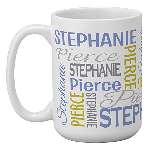 Lets Make Memories Personalized Coffee Mug - Custom 15 oz Coffee Mug with Name - 9 Color Options - Personalized with First and Last Name - Fun Design to Personalize Your Coffee Routine - PurpleGold