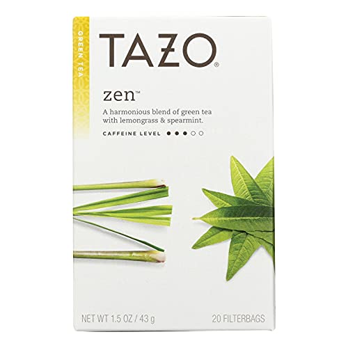 Tazo Zen Green Tea With Lemongrass & Spearmint, 20-Count Tea Bags (Pack Of 6) 1.5 Oz Each / Net Wt 9.13 Oz #TOP12