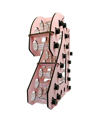 Image of Lumber Reveal USA Pink 21 Shot Bottle Holder | 21st Birthday Decorations | Unique 21st Birthday Gifts | Holds 21 Shooter Bottles | Assembly Required