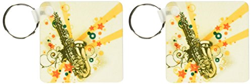 Porte-Clés Saxophone contre un fond Grunge 5,7x11,4cm Lot de 2 Ne Perdez Plus Vos Clés de Musique