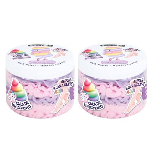 Pack de 2 Mantecas Corporales The Fruit Company Nube de Colores - Hidratación Intensa, Aroma Dulce, 250 g Cada Envase - Cuidado Corporal para Piel Suave y Perfumada