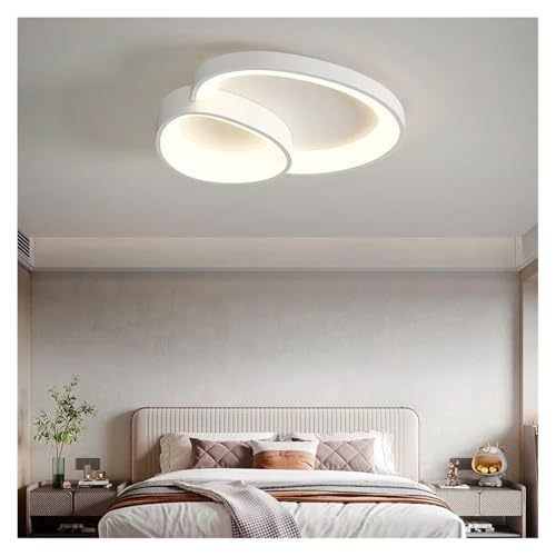 Plafonnier LED moderne rond blanc L40cm lumière chaude pour salon