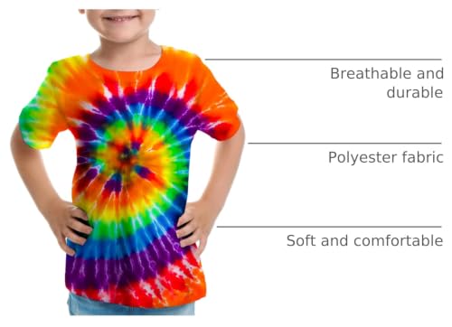 Image of Big Kids Tie Dye Shirt for Boys Girls Short Sleeve Hippie Tshirt Senior Tee
