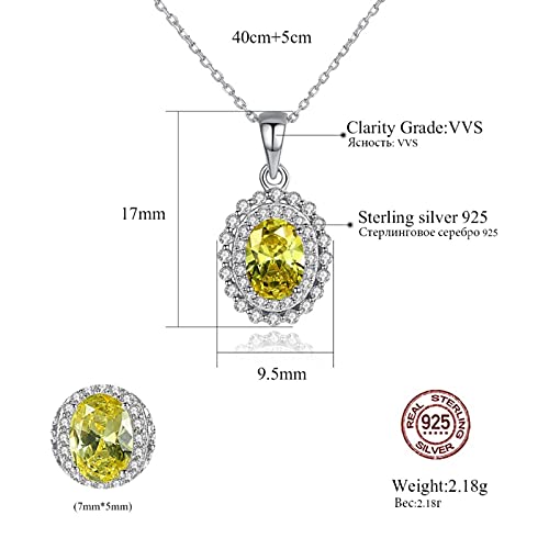 Pierre de naissance ovale jaune sur collier fleur de soleil 925 - 4