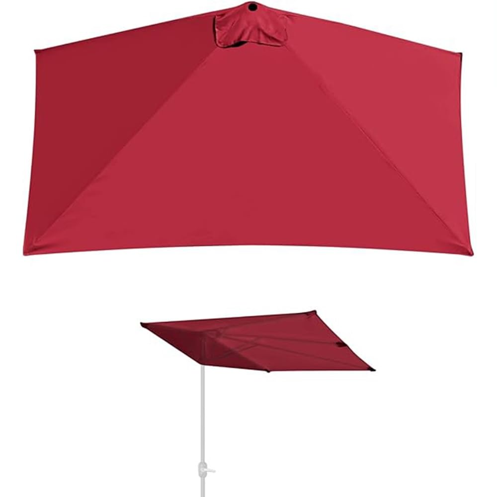 sdneNest Toldo de repuesto para medio paraguas de 8 x 4 pies, paño rectangular de repuesto para sombrilla de patio, cubierta superior de paraguas, rojo vino, 2,5 x 1,3 m