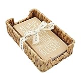 Mud Pie, Blessed, Guest Towel Set, basket 9' x 5 1/2' | napkin 7 3/4' x 4'