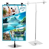 EXCEART ポップスタンド POPスタンド 長さ調節可能 ポスタースタンド 広告スタンド 持ち運びに便利 簡単収納 工具不要 組み立て式 販促用 軽量 シルバー+ブラック ２個入