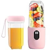 Tragbarer Mixer, 500ml Smoothie Maker,16-Blatt Portabler Elektrischer Saftpresse, Mini-Mixer 1200 Mah,Smoothie maker to go Mit Digitalanzeige Für Babynahrung Saft Marmelade Shake Smoothie