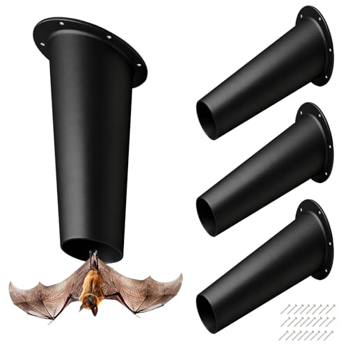 Bat Removal Cone Bat Exclusion Device Bat One Way Door Bats Tube Traps for Outside House Control Removal (Black 4 Pcs)
