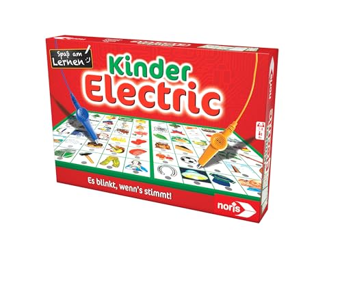 noris Kinder Electric Lernspiel – Zuordnungsspiel mit Lichtsignal bei richtiger Antwort, 12 Bildtafeln, Batterie betrieben – pädagogisches Spielzeug Kinder ab 4 Jahren