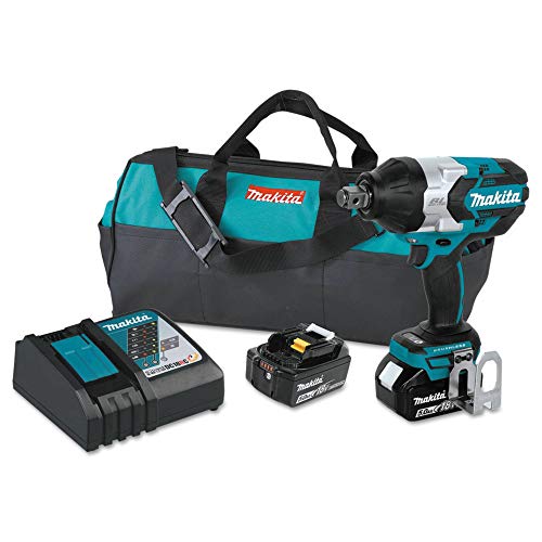 Makita XWT07T 18V LXT® Lithium-Ion Brushless Cordless High-Torque 3/4' Sq. Drive Impact Wrench Kit w/Friction Ring Anvil (5.0Ah)