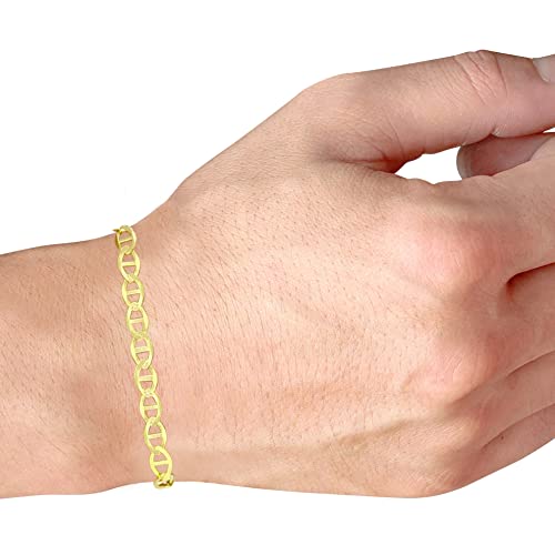 Nuragold 10k Yellow Gold Solid 5mm Anchor Mariner Link Chain Womens Bracelet, Mens Womens Lobster Clasp 7" 7.5" 8" 8.5" 9" - Image 3