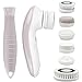 Fancii Brosse Nettoyante Visage Electrique Etanche 7 en 1 - Brosse de Nettoyage pour Le Visage et Le Corps avec Manche et 6 Brosse Détachables (Gris)