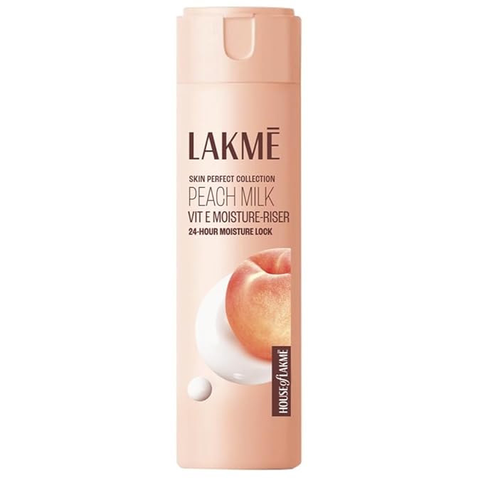 LAKME Peach Milk Pro Ceramide Moisturizer, 120ml, for Smooth and Hydrated Skin, with Vitamin E & Skin Conditioner, 24hr Moisture Lock, for Dry, Normal & Sensitive Skin