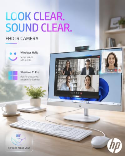 Image of HP All-in-One Desktop Computer, Core i3 N300, 8GB 512GB SSD