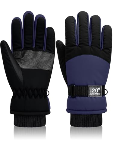 Image of Geyoga Kids Waterproof Winter Snow Ski Gloves for Boy Girl Outdoor Warm Thickening Snowboard Gloves