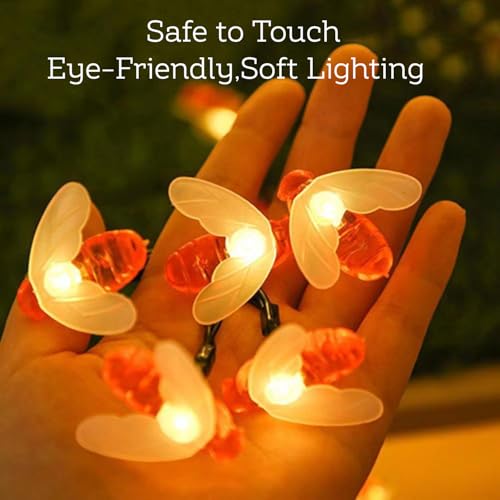 Image of One94Store 14 LED, 3 Meter Honey Bee String Lights - Warm White Fairy Lights | Battery Powered, Waterproof Decorative Lights for Home, Diwali, Christmas, Halloween & Party Decor (Pack of 5)