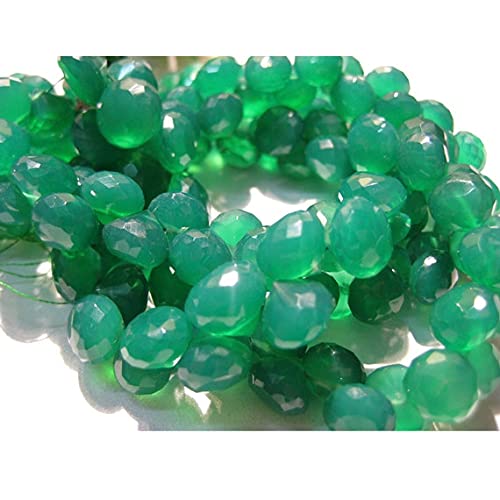 Perles briolettes onyx vert sans défaut perçage précis pour fil fin 44pcs