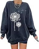 Women's Oversized Sweatshirt Dandelion Crewneck Long Sleeve Casual Loose Pullover Tops