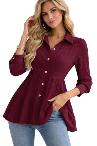 Image of TOPLOT Tops for Woman | Kurti Stylish with Shirt Design | Comfortable Western Top | Versatile Perfect for Casual & Everyday Fashion | Kurti for Woman | Korean Style (5247)