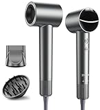High Speed Ionic Hair Dryer, 160,000 RPM Professional Brushless Motor Blow Dryer for Fast Drying, 500M Negative Ions for Frizz-Free Shine, Quiet & Lightweight with Magnetic Diffuser & Nozzle