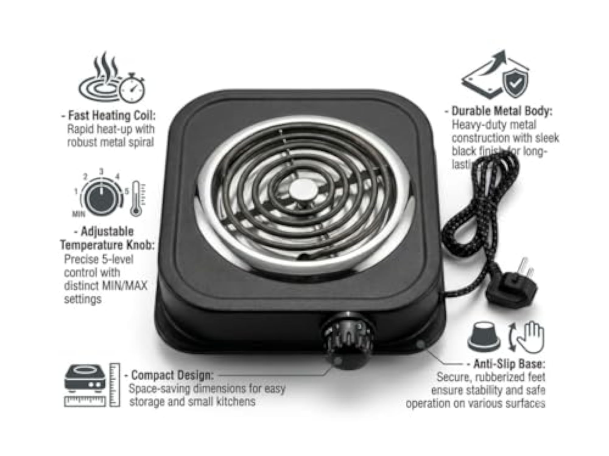 2000W Heavy Duty Iron Hot Plate Single Burner