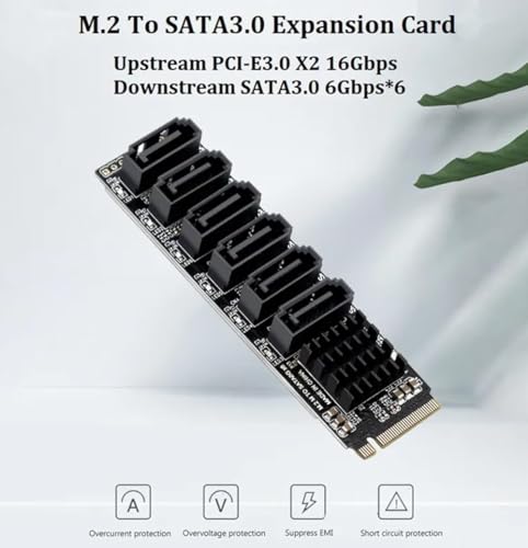 Tobo M.2 MKEY PCI-E Riser Card M.2 NVME to SATA3.0 PCIE to SATA 6Gpbsx6-Port Expansion Card M.2 Key M 6Gbps SSD to SATA3.0 Converter Card for... - Image 5