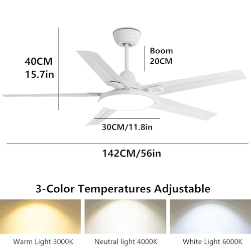 Ventilateur de plafond avec éclairage LED 48W et télécommande pour salon