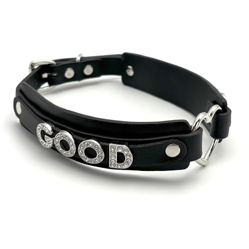 paloli Handmade PU Leather Heart O-Ring Letter Choker Necklace For Women with Adjustable Size – Stylish Hollow Heart Design, Personalized Letter Choker2