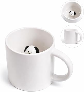 ARVALE Sürpriz Köpek Figürlü Seramik Kahve Kupası - Gizli Tasarım Mug Bardak