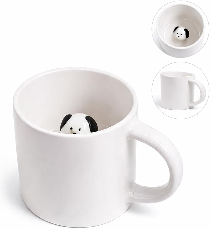 ARVALE Sürpriz Köpek Figürlü Seramik Kahve Kupası - Gizli Tasarım Mug Bardak