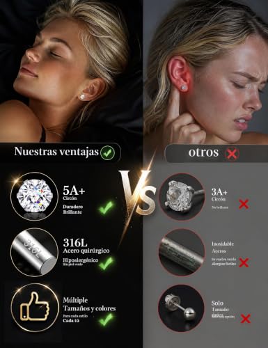 Miniatura 7 de Dochais 12 Pares De Pendientes Para Hombre, Pendiente Médicos, Pendientes De Acero Quirúrgico 316l, Juego De Pendientes De Acero Inoxidable Hipoalergénico, Pendiente De Circonita Para Hombre