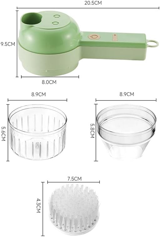 Kitchen Goods Electric Vegetable Cutter Set - 4 in 1 Portable, Rechargeable, Wireless Food Processor & Chopper Machine for Pepper, Garlic, Onion, Celery & Meat (Type1)