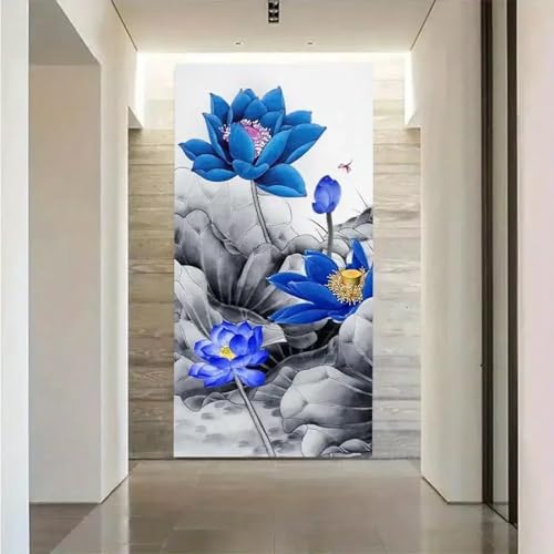 Impression aquarelle fleur de lotus déco murale toile 40x80